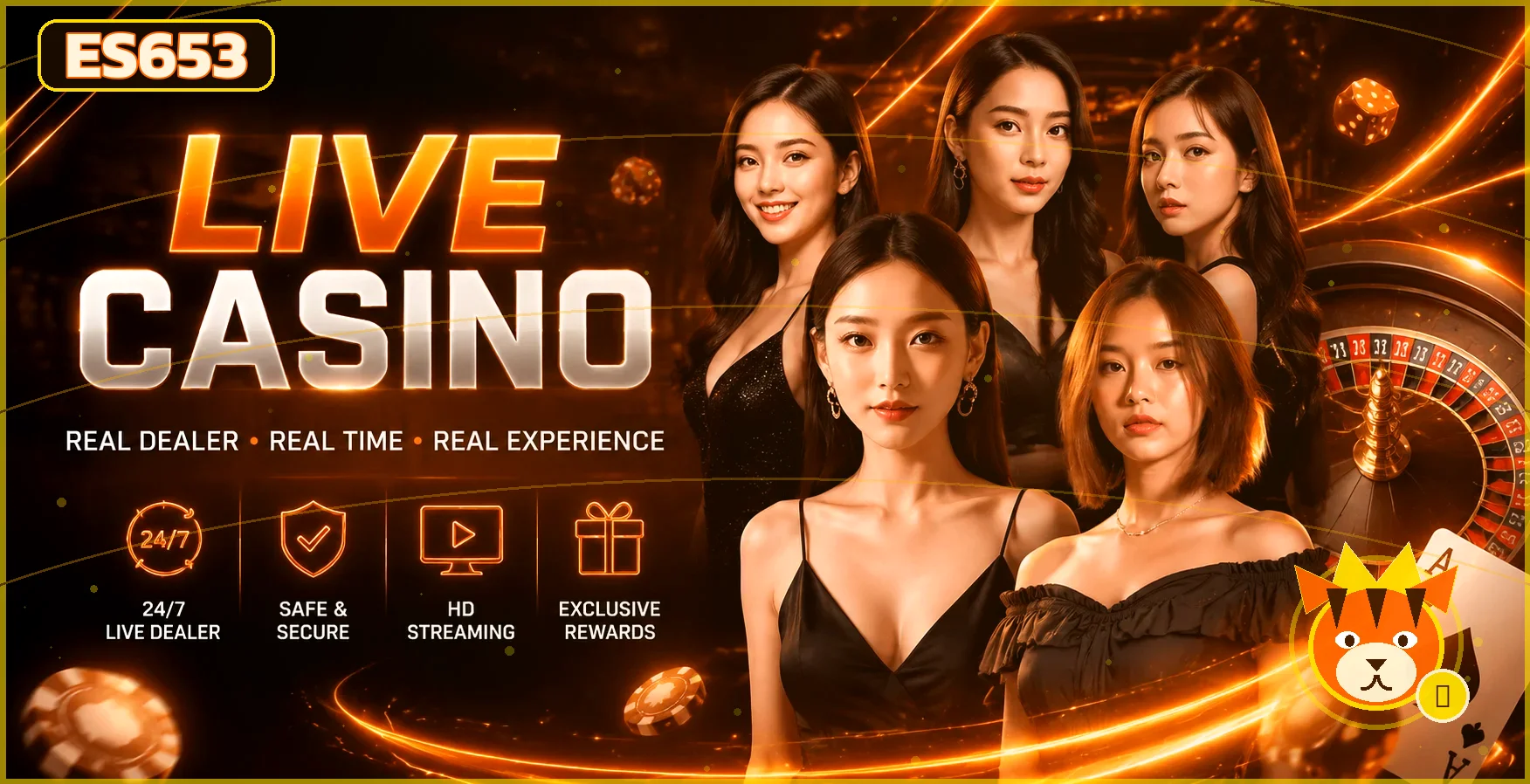 คาสิโนสด ES653 พร้อมดีลเลอร์และโต๊ะเกม